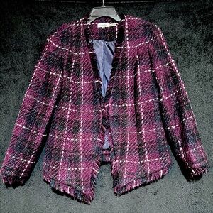 Calvin Klein Purple and Black Plaid Blazer